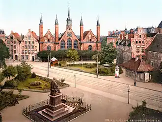 Denkmal auf dem Geibelplatz in Lübeck um 1900