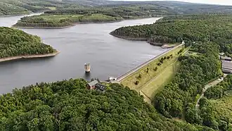 Luftaufnahme der Wehebachtalsperre