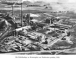 Luftbild des Werks der Aktiengesellschaft Consolidierte Alkaliwerke Westeregeln 1929
