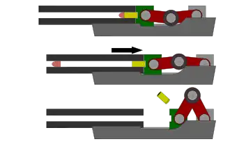 Schematische Darstellung des Kniegelenkverschlusses der Pistole 08