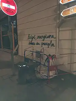 „Luigi Mangione hero of the people“-Graffiti in Marseille, Frankreich