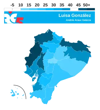 Stimmanteile von Luisa González in den Provinzen