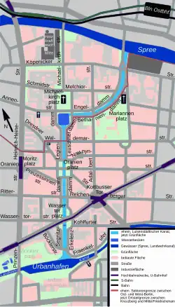 Verlauf des ehemaligen Luisenstädtischen Kanals im heutigen Straßenbild