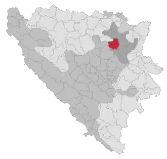 Lage der Gemeinde Lukavac in Bosnien und Herzegowina (anklickbare Karte)