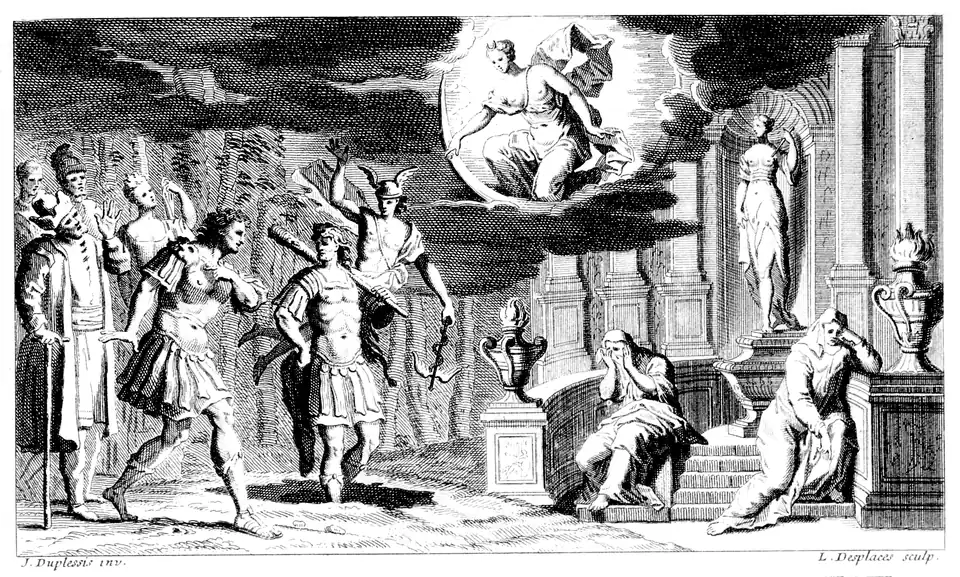 Szenenbild des dritten Akts. Partiturausgabe von 1708