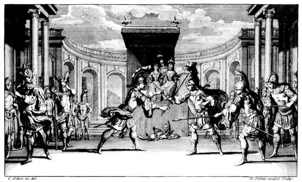 Szenenbild des ersten Akts. Partiturausgabe von 1711