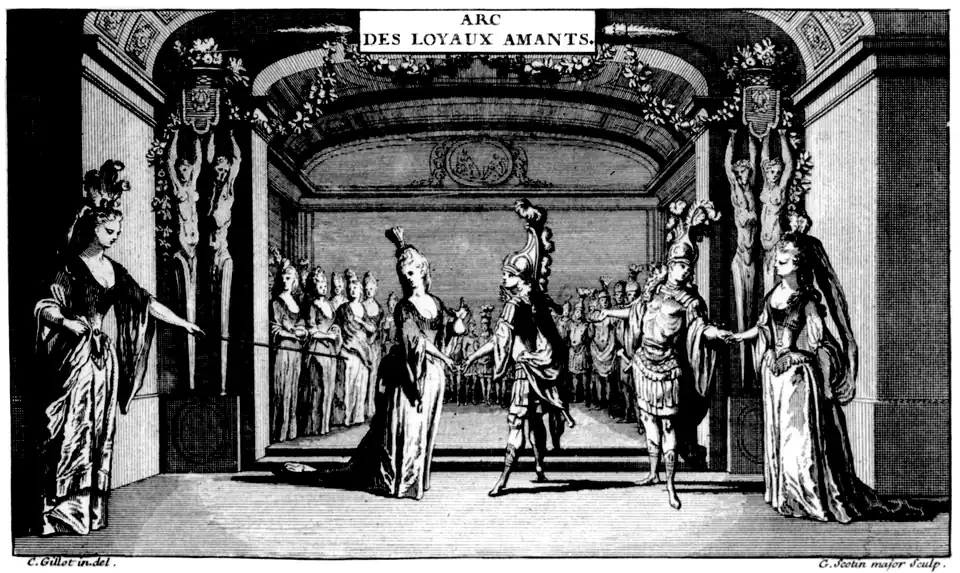 Szenenbild des fünften Akts. Partiturausgabe von 1711