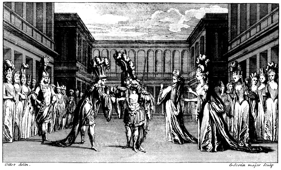 Szenenbild des fünften Akts. Partiturausgaben von 1711/1720