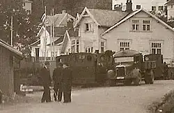 Entladung der Lokomotiven im Hafen von Farsund