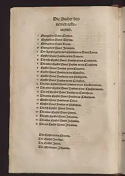 Septembertestament, Inhaltsverzeichnis