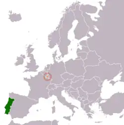 Lage von Portugal und Luxemburg