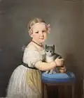 Mädchen mit Katze Pastell C. Kreul 1836