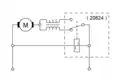 Schema Märklin-Allstrommotor mit zwei Feldspulen und Fahrtrichtungsschalter mit Schaltwippe 20824, wie er ab 1957 eingebaut wurde