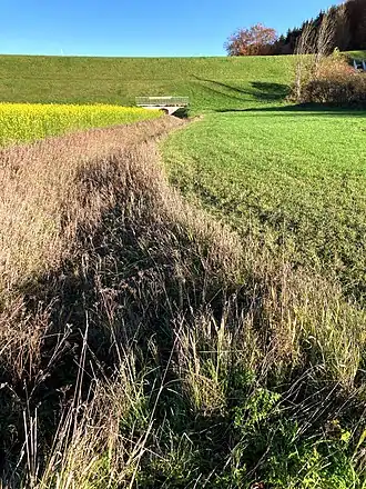 Möhntalgraben mit Hochwasserrückhaltebecken Möhntal (2022), Luftseite