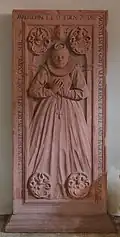 Grabplatte der Katharina von Aulenbach († 1605), Pfarrkirche St. Johannes der Täufer (Mönchberg)