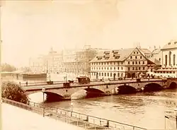 Münsterbrücke mit Pferdetram, um 1896