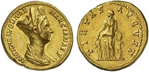 Aureus mit Porträt der Marciana