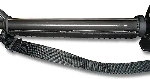 Gasrohr eines M16 mit schwerem Lauf (oberer Teil des Handschutzes entfernt)