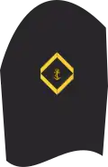 Dienstgradabzeichen eines Maats (10-er Verwendungsreihe) auf dem Oberärmel der Jacke des Dienstanzuges für Marineuniformträger
