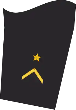 Dienstgradabzeichen eines Fähnrichs zur See (kein Sanitätsoffizieranwärter) auf dem Unterärmel der Jacke des Dienstanzuges für Marineuniformträger