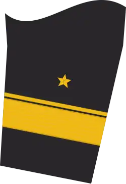 Dienstgradabzeichen eines Flottillenadmirals (Truppendienst) auf dem Unterärmel der Jacke des Dienstanzuges für Marineuniformträger