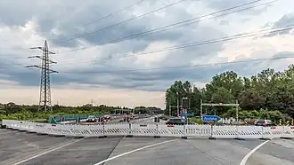 während der Umleitung der Mainzer Straße über die A&nbsp;66 (Juli 2021)