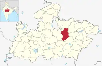 Positionskarte des Distrikts Damoh