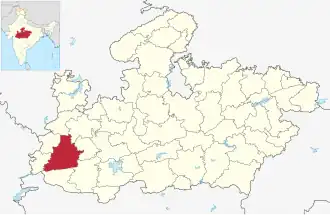 Positionskarte des Distrikts Dhar