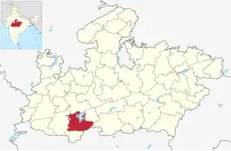 Positionskarte des Distrikts Khandwa