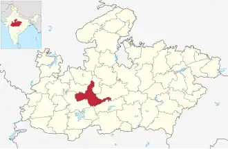 Positionskarte des Distrikts Sehore