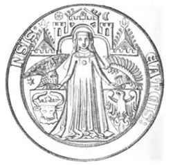 Bildnis auf einem Siegel von der Prinzessin Beatrix von Brandenburg.