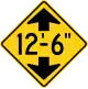 Zeichen W12-2 Maximal zulässige Höhe (angegeben in Fuß und Inch, also hier 12 Fuß 6 Inch)