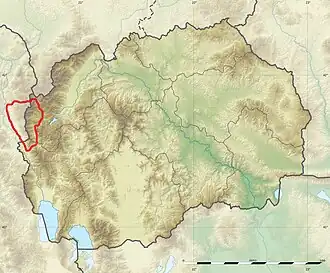 Ungefähre Lage des Gebirges im nordmazedonisch-albanischen Grenzgebiet
