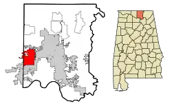 Lage von Madison im Madison County (links) und in Alabama (rechts)