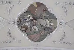 Rosse und Wagen versinken in der Erdspalte