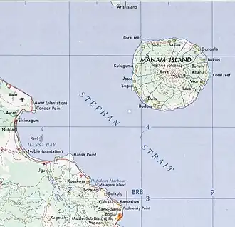 Karte von Manam mit benachbarter Küste von Neuguinea (1962)