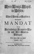 Regieren im Kurfürstentum: 8-seitiges Gesetz gegen unbefugtes Trompetenblasen vom 23. Juli 1711