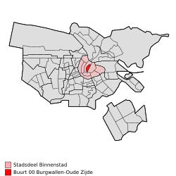 Lage des Stadtviertels Burgwallen Oude Zijde in Amsterdam