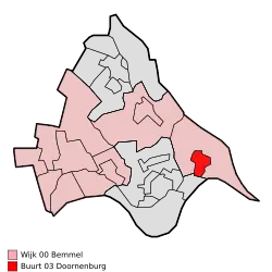 Lage von Doornenburg in der Gemeinde Lingewaard