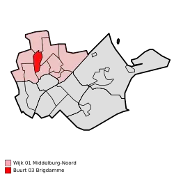 Lage von Brigdamme in der Gemeinde Middelburg