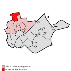 Lage von Sint Laurens in der Gemeinde Middelburg