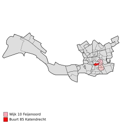 Lage des Stadtviertels Katendrecht in Rotterdam