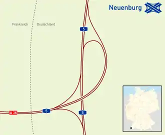 Übersichtskarte Autobahndreieck Neuenburg