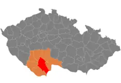 Lage des Okres České Budějovice