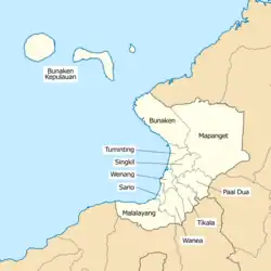 Die Distrikte der Stadt Manado