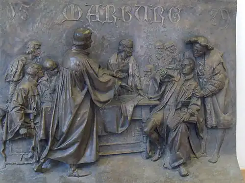 Relief zum Marburger Religionsgespräch im Marburger Schloss