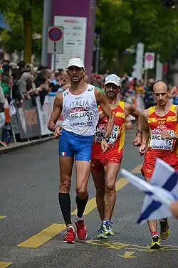 Marco De Luca (Rang sechs) hier in Zürich vor dem siebtplatzierten Jesús Ángel García und Francisco Arcilla (Rang&nbsp;zwanzig)