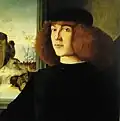 Marco Palmezzano: Portrait eines jungen Mannes, um 1490.