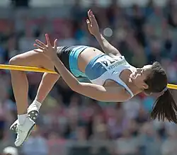 Marie-Laurence Jungfleisch hatte bei 1,87&nbsp;m einen Fehlversuch und schied damit&nbsp;aus