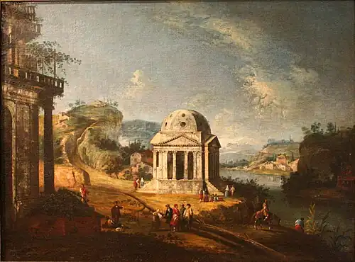 Michele Marieschi, Capriccio mit einem Tempel (um 1740).
